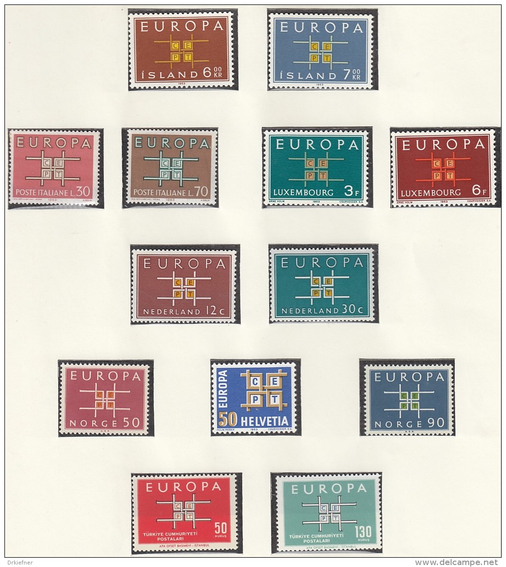 EUROPA CEPT 1963, Postfrisch **, Gemeinschaftsausgaben Komplett, 36 Marken, Ornament - 1963