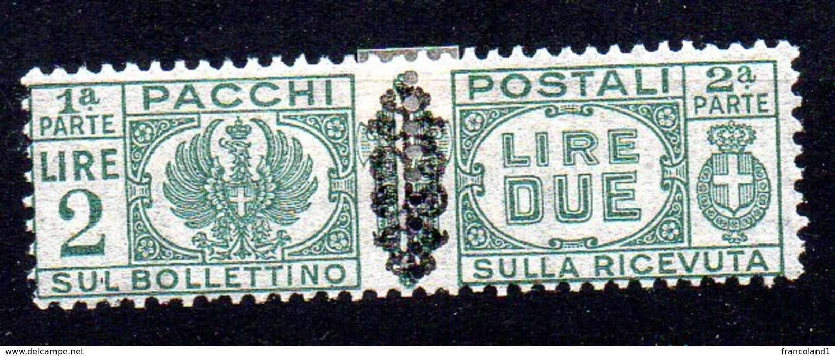 1945- Luogotenenza Pacco Con Fregio Nero N. 55  2 Lira  Nuovo MLH* - Colis-postaux