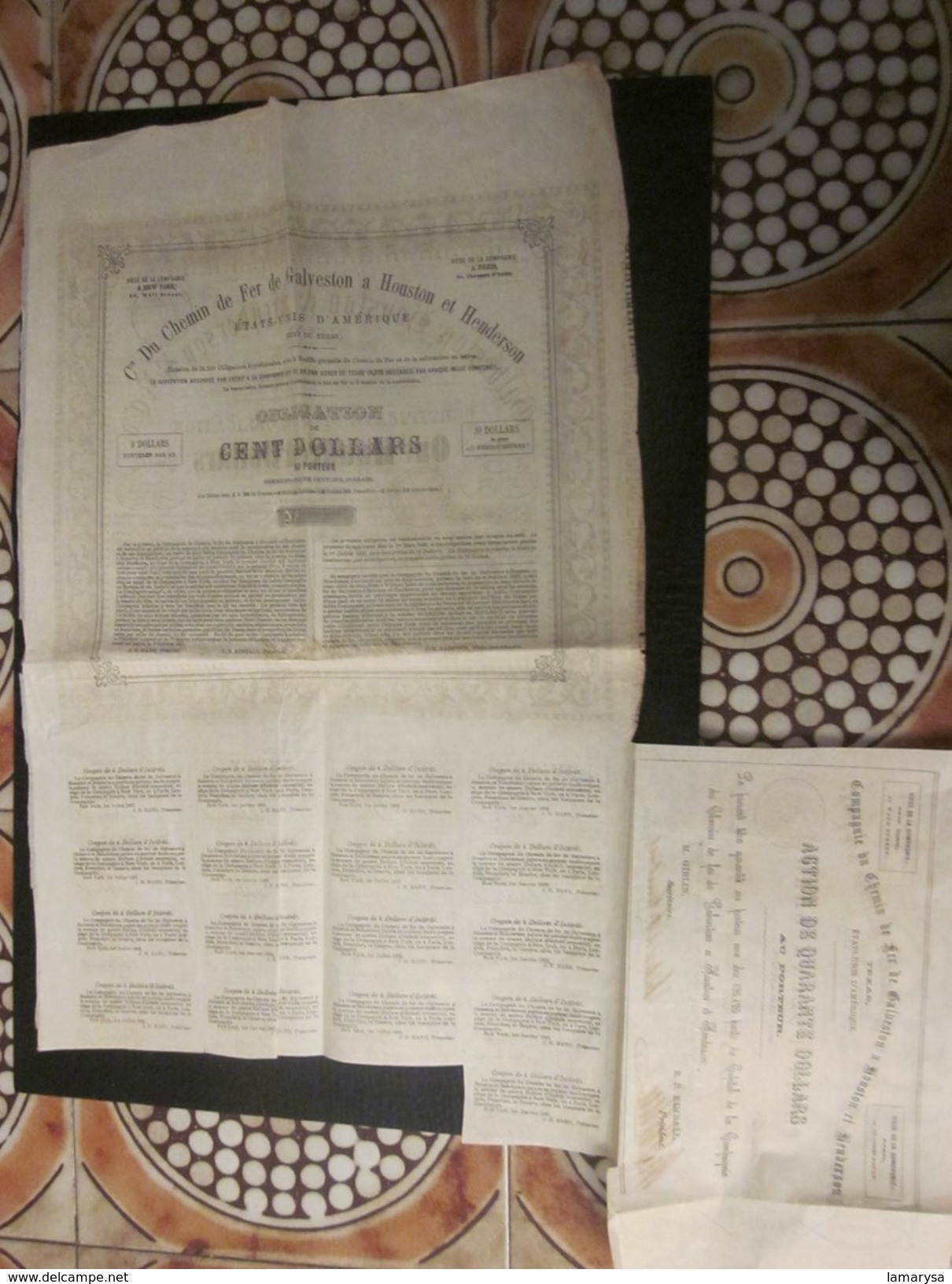 1869 Compagny Of The Railroad100$=>GALVESTON To HOUSTON And HENDERSON=>United States America-Texas Action>Chemin De Fer - Chemin De Fer & Tramway