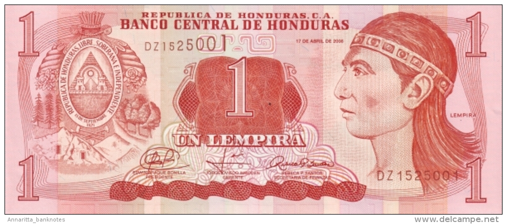 HONDURAS 1  LEMPIRA 2008 P-89a UNC  [ HN89a ] - Honduras