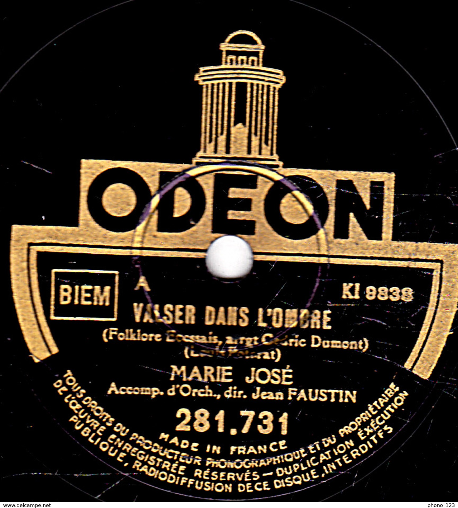 78 T. - 25 Cm - état  TB - MARIE JOSE - VALSER DANS L'OMBRE - UN SOIR D'AMOUR SUR LE COLORADO - 78 T - Disques Pour Gramophone