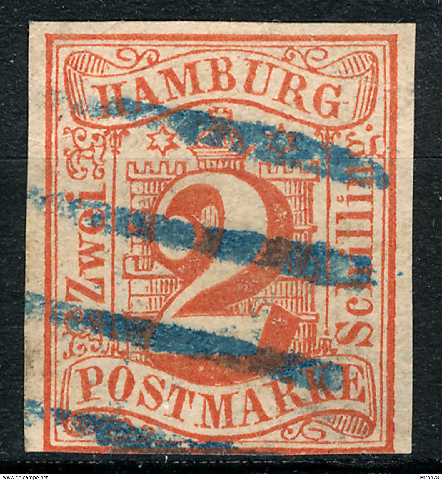 Stamp German States Hamburg  1859 1/2s Imperf Used  Lot3 - Hamburg