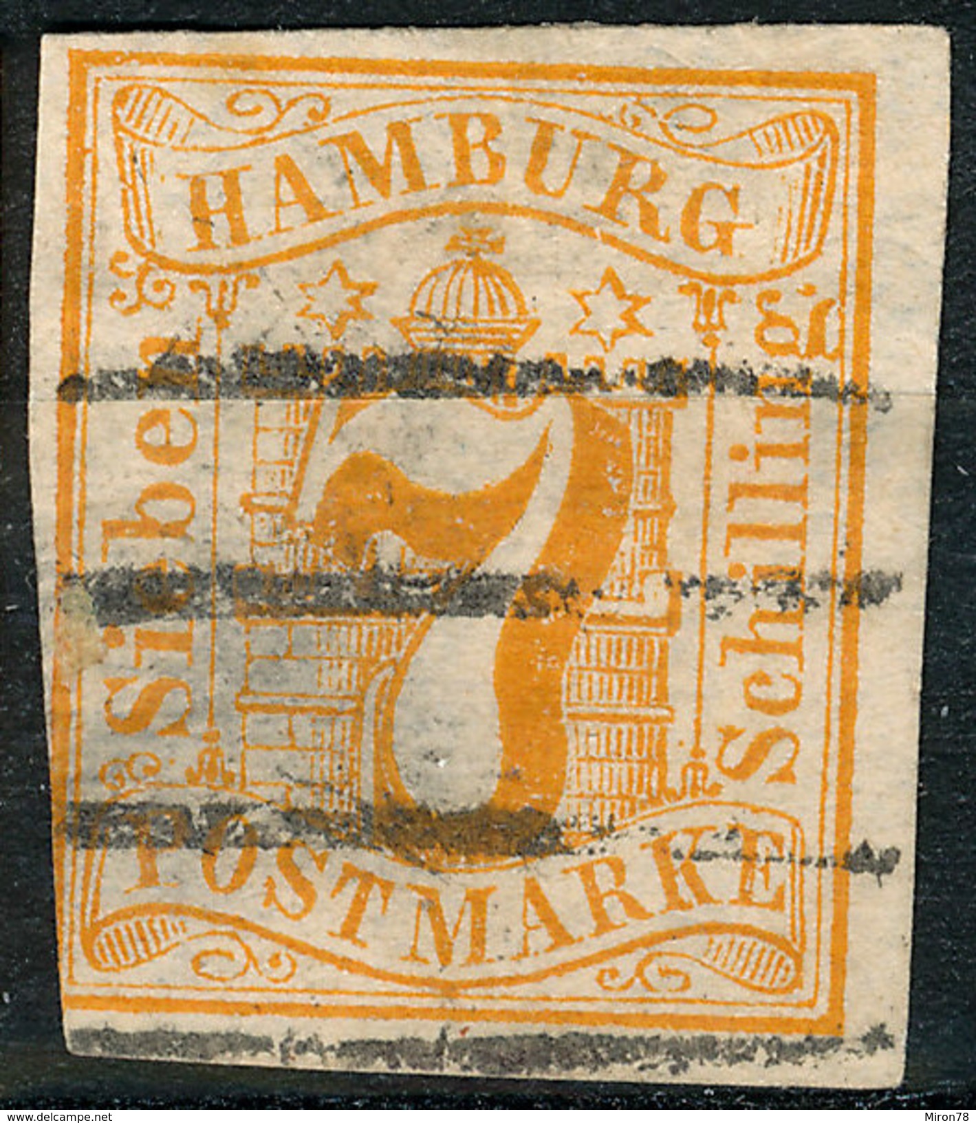 Stamp German States Hamburg  1859 7s Imperf Used  Lot8 - Hamburg (Amburgo)