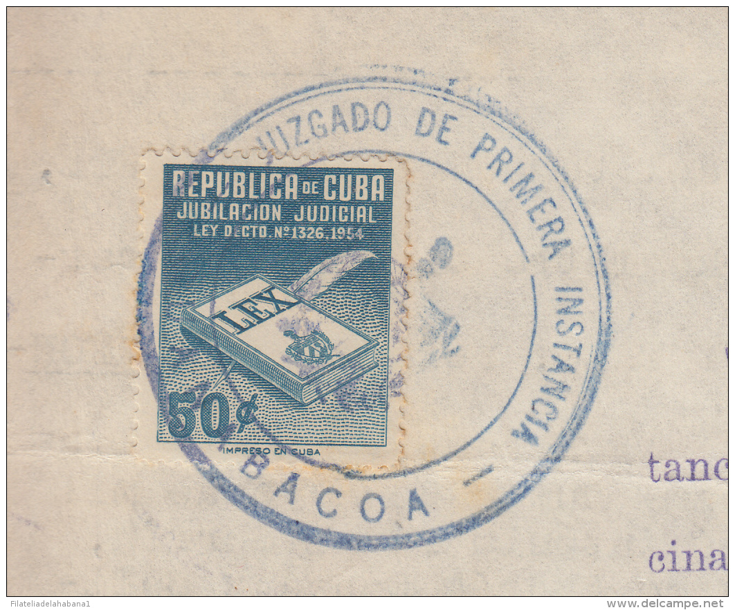 REP-219 CUBA REPUBLICA REVENUE (LG-1123) 1 + 1c (12) TIMBRE NACIONAL 1958 + PALACIO DE JUSTICIA 1952 + JUBILACION NOTARI - Portomarken