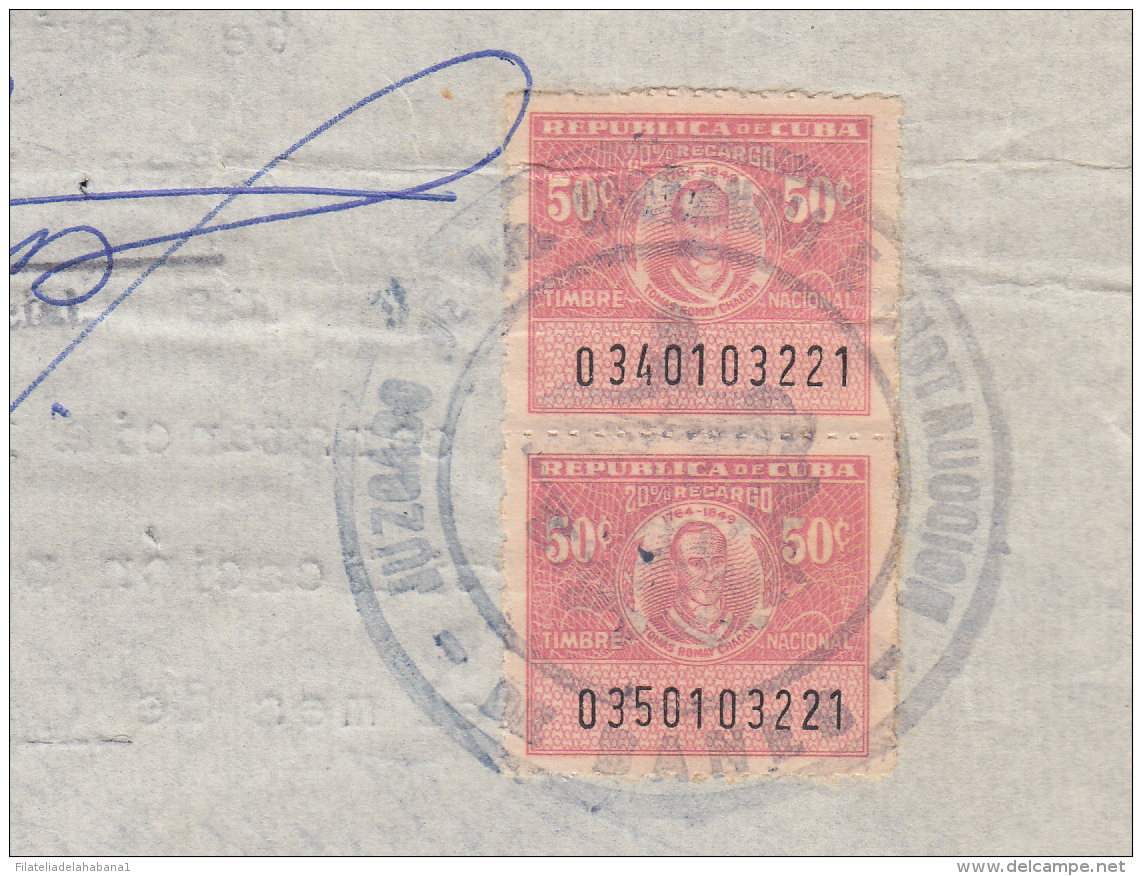 REP-233 CUBA REPUBLICA REVENUE (LG-1137) 10c (10) + 1$ TIMBRE NACIONAL 1958 COMPLETE DOC DATED 1962. - Strafport