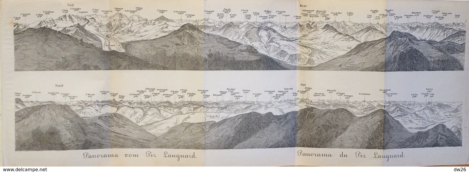 Carte Géographique: Panorama Baedeker 1907 - Panorama Vom Du Piz Languard (Suisse, Grisons) - Mapas Geográficas