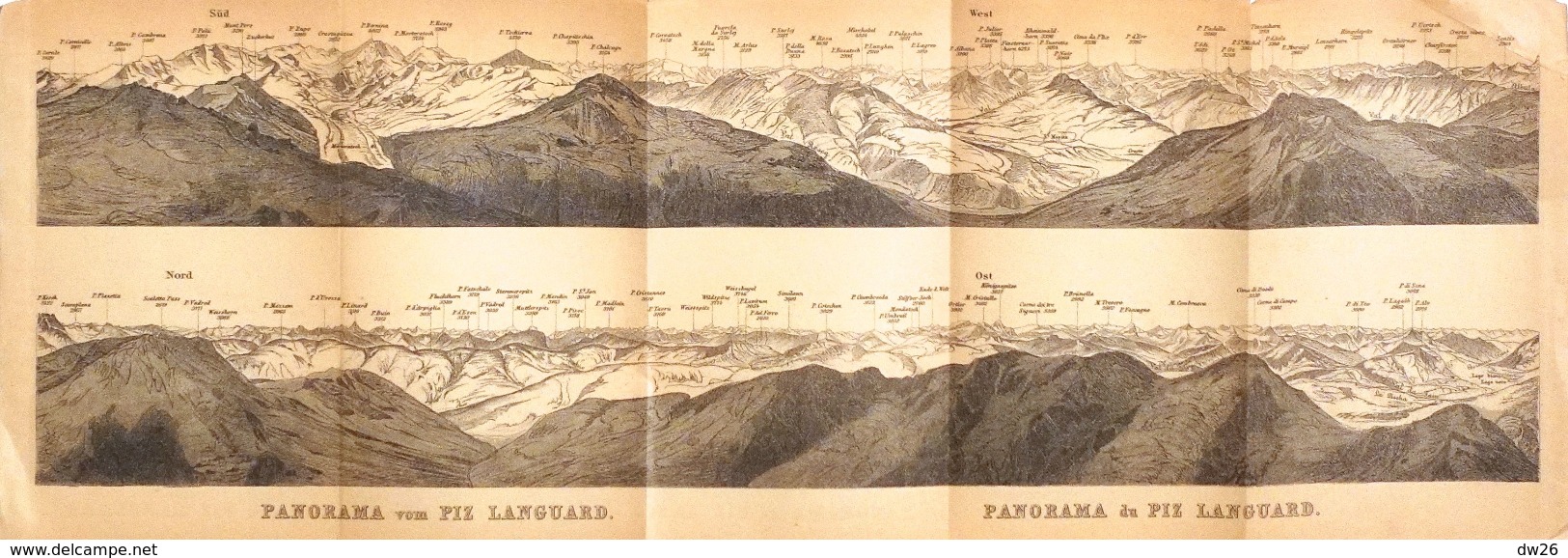 Carte Géographique: Panorama Baedeker 1907 - Panorama Vom (du) Piz Languard (Suisse, Grisons) - Carte Geographique