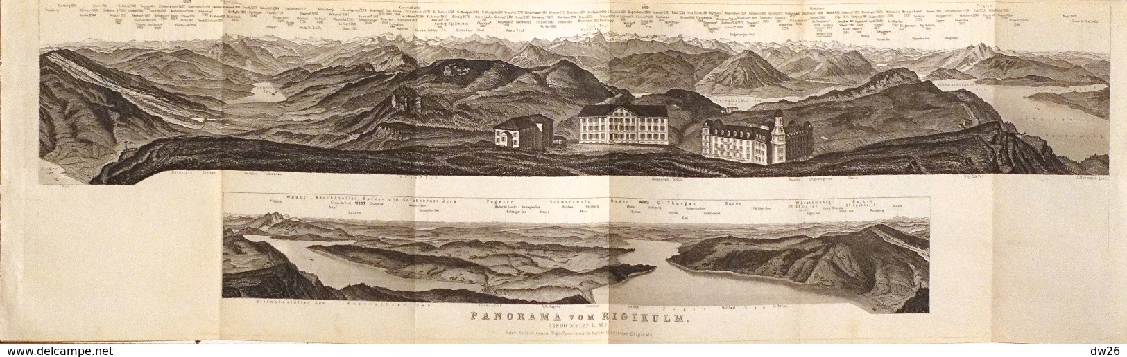 Carte Géographique: Panorama Baedeker 1907 - Panorama Vom Rigikulm - See Von Küssnacht - Geographical Maps