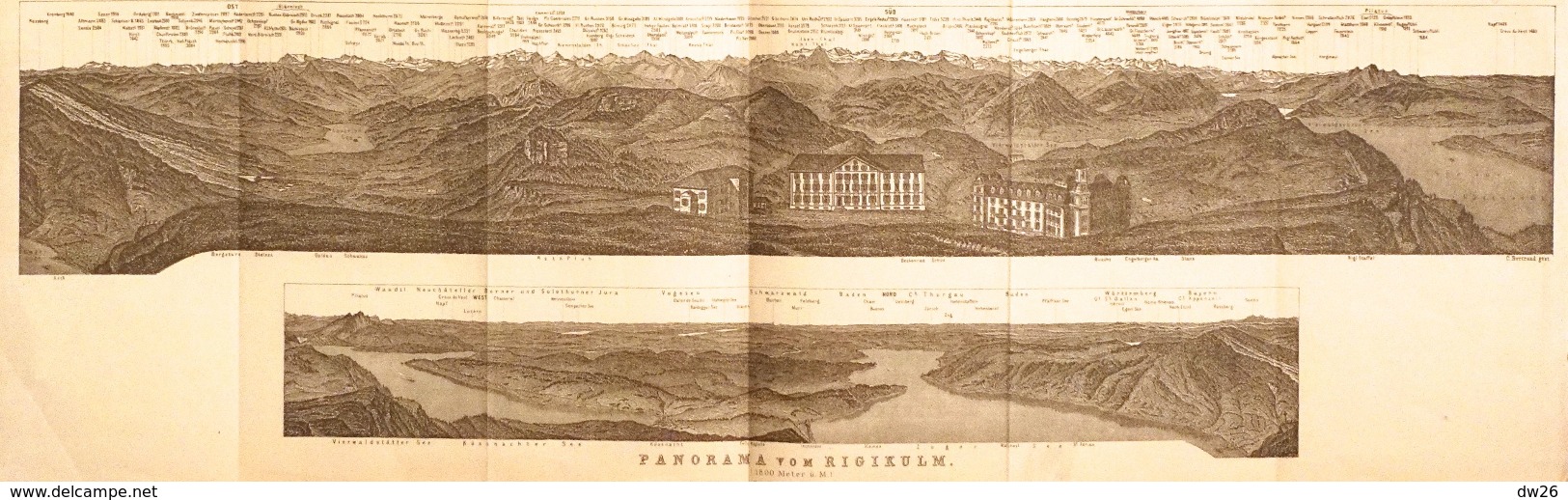 Carte Géographique: Panorama Baedeker 1907 - Panorama Vom Rigikulm - See Von Küssnacht - Cartes Géographiques