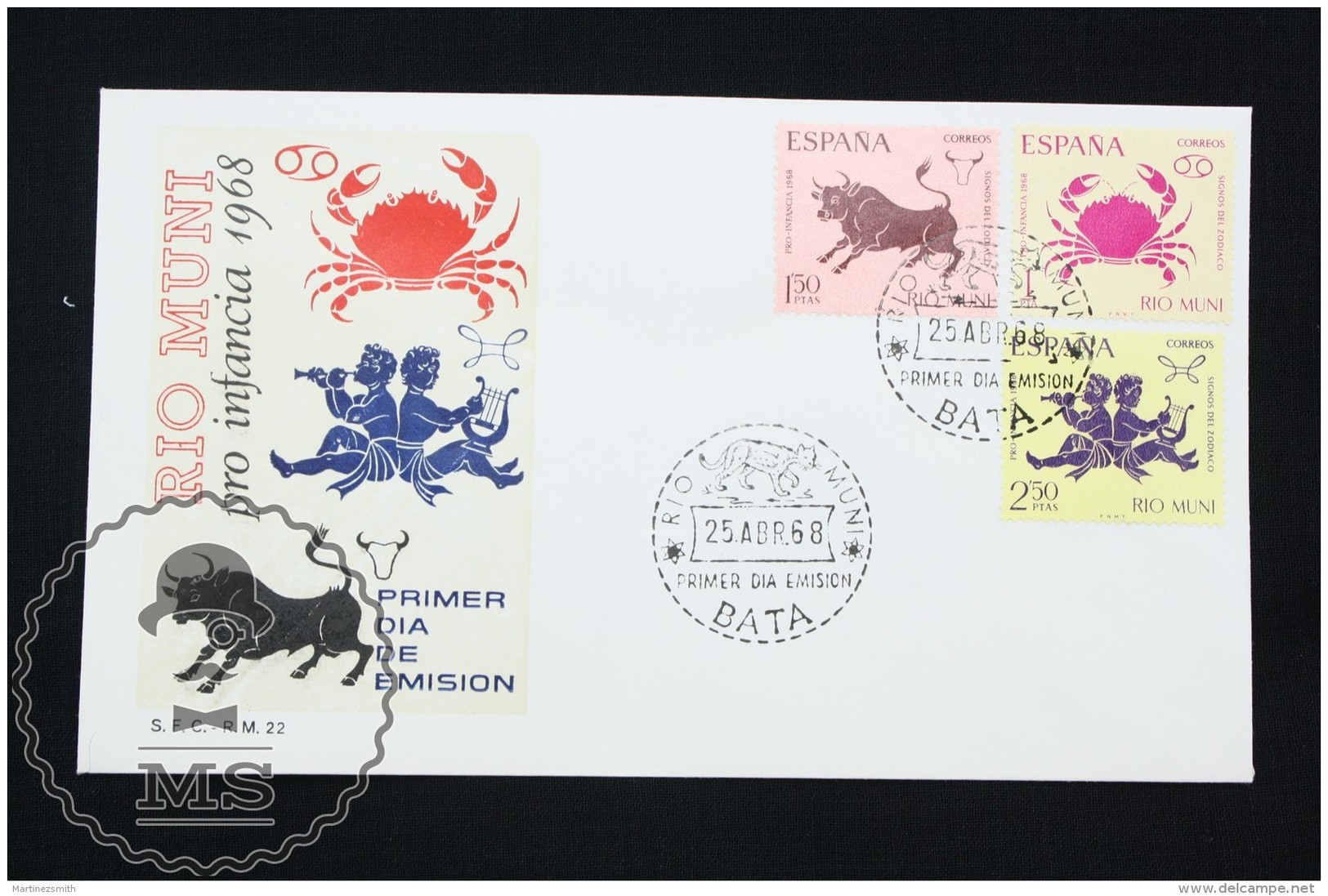 FDC Cover - Spanish Colonies: Riu Muni -  Zodiac Topic (Cancer, Taurus, Gemini) - Edifil 83/85 - Year 1968 - Rio Muni