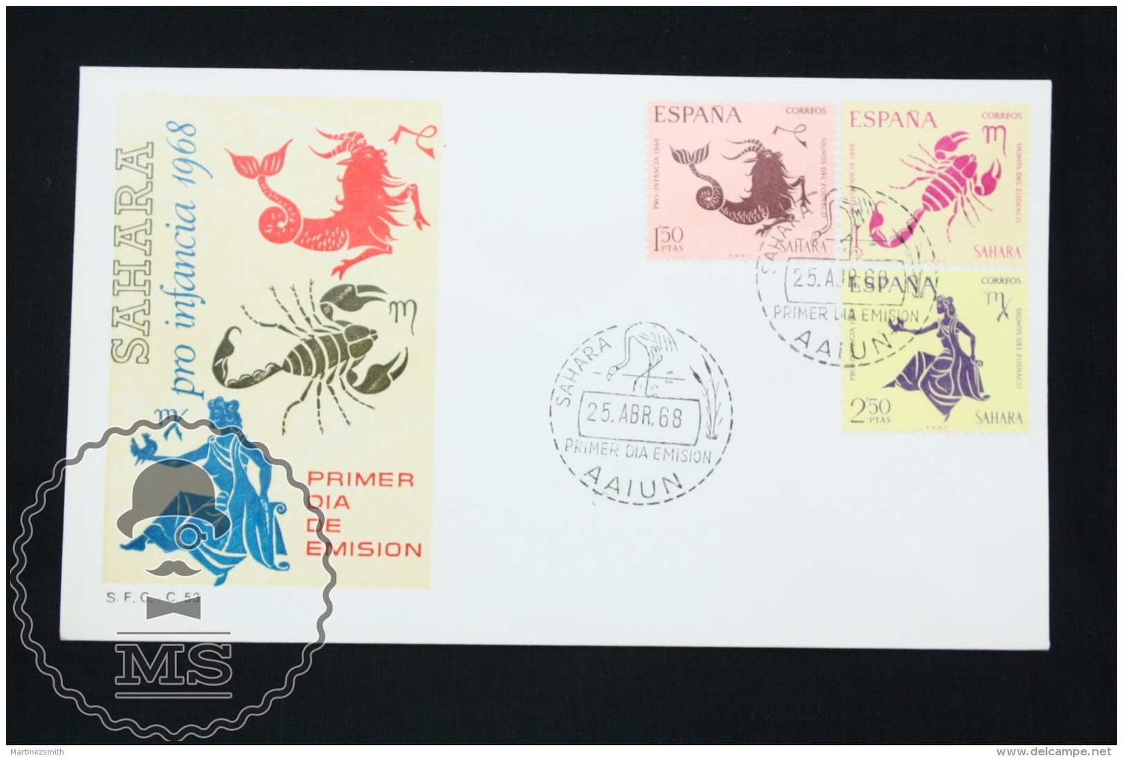 FDC Cover - Spanish Sahara -  Zodiac Topic (Scorpio, Capricorn, Virgo) - Edifil 265/ 267 - Year 1968 - Sahara Español