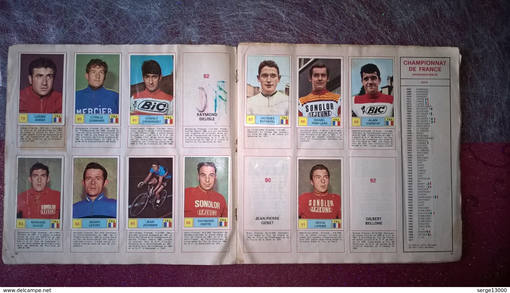 album figurine Panini cyclisme vélo SPRINT 71