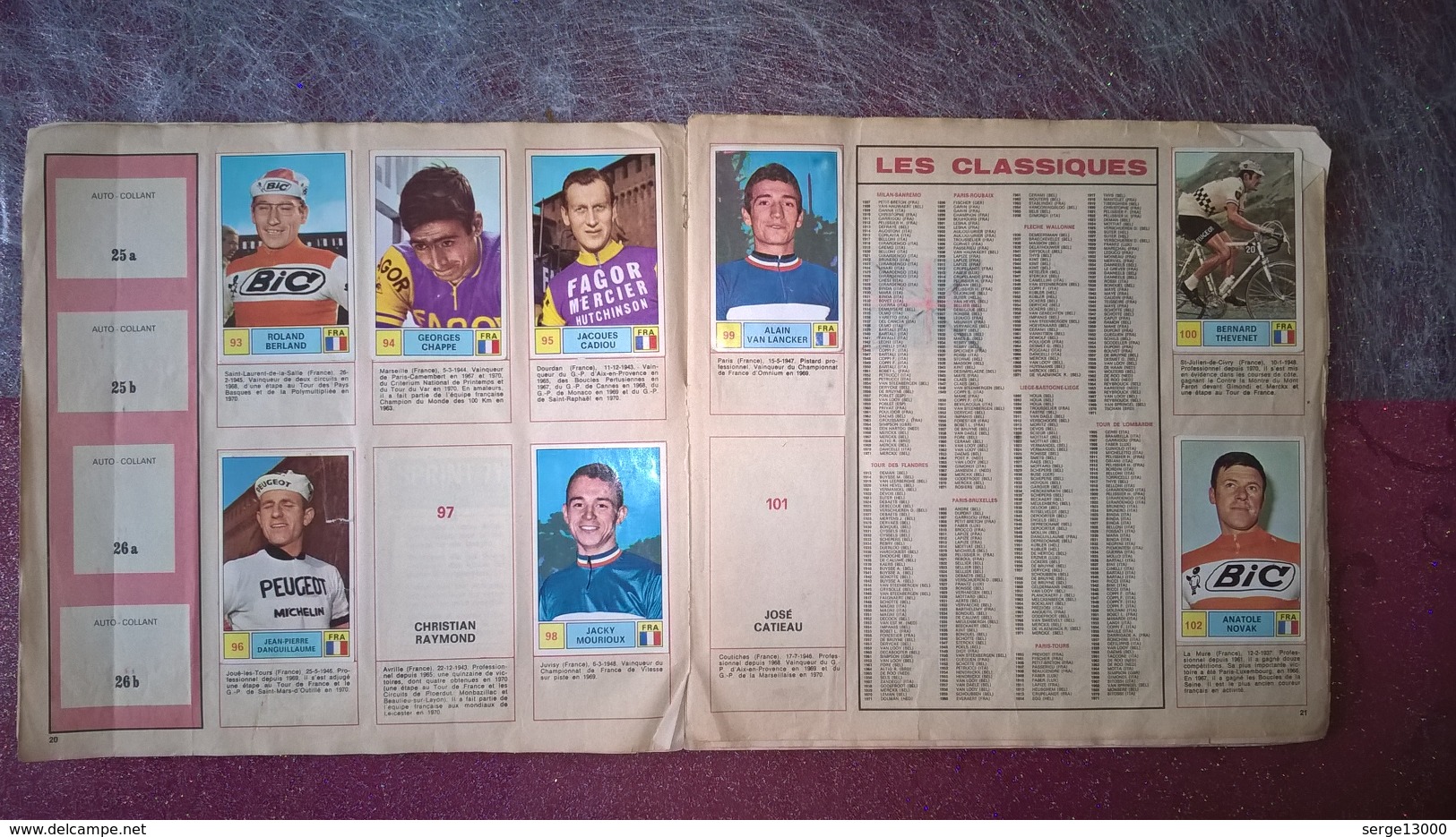 album figurine Panini cyclisme vélo SPRINT 71