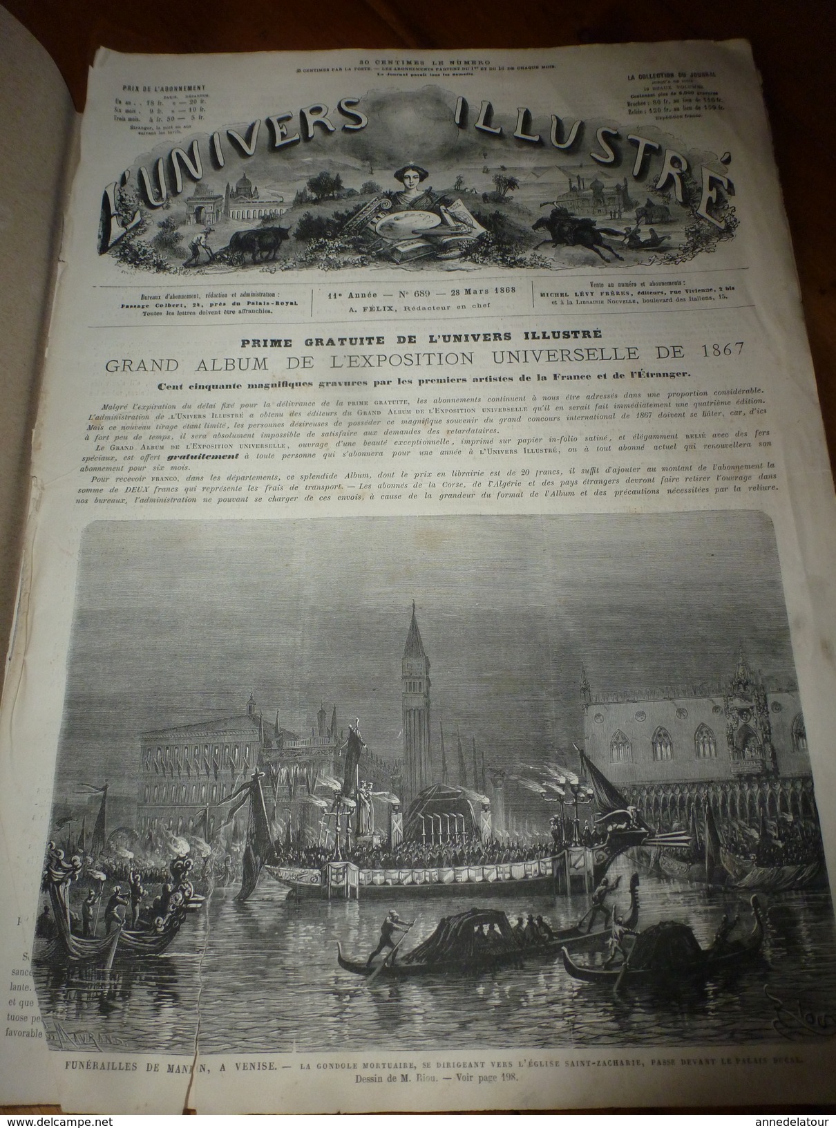 1868 Funérailles De MANIN à VENISE - Non Classés