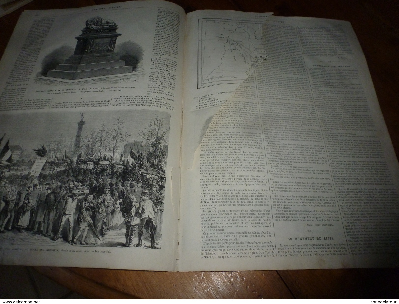 1868 Gare TURIN pl Carlo-Félice;Joute HAKELN,Allemagne;Lissa;Baie de Taboga (PANAMA);Chanson SARAH la GRISE;Foire-jambon