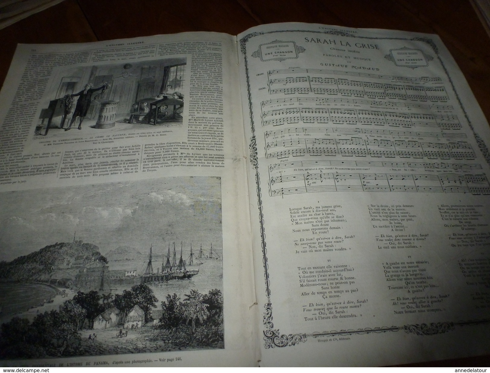 1868 Gare TURIN pl Carlo-Félice;Joute HAKELN,Allemagne;Lissa;Baie de Taboga (PANAMA);Chanson SARAH la GRISE;Foire-jambon