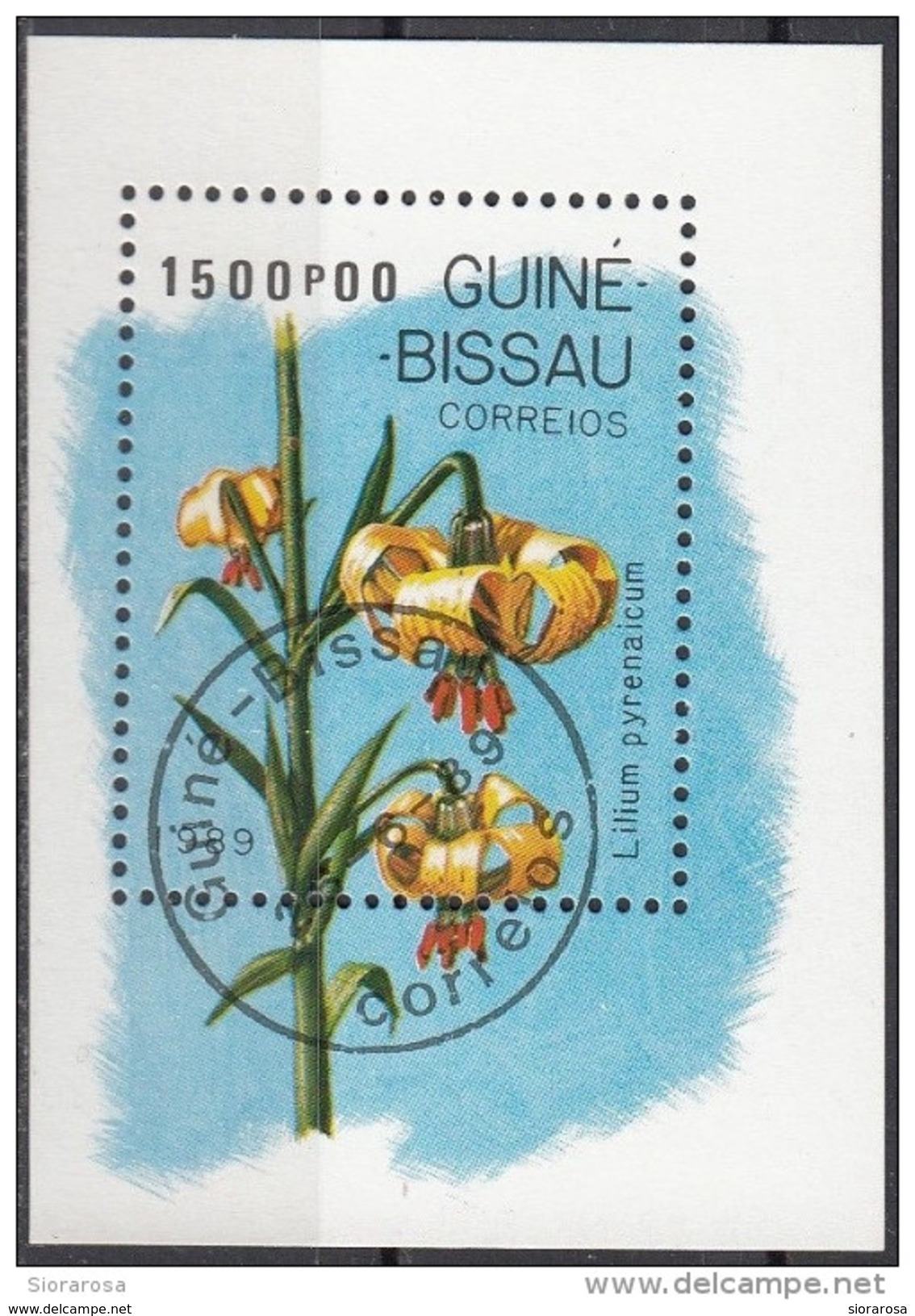 0794 Guinè Bissau 1989 Fiori Flowers Lilium Pyrenaicum Sheet Foglietto Perf. - Guinea-Bissau