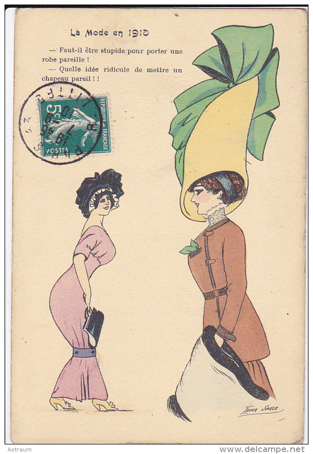 Cpa-illustrateur-xavier Sager-la Mode En 1910-femme Avec Grand Chapeau - Sager, Xavier