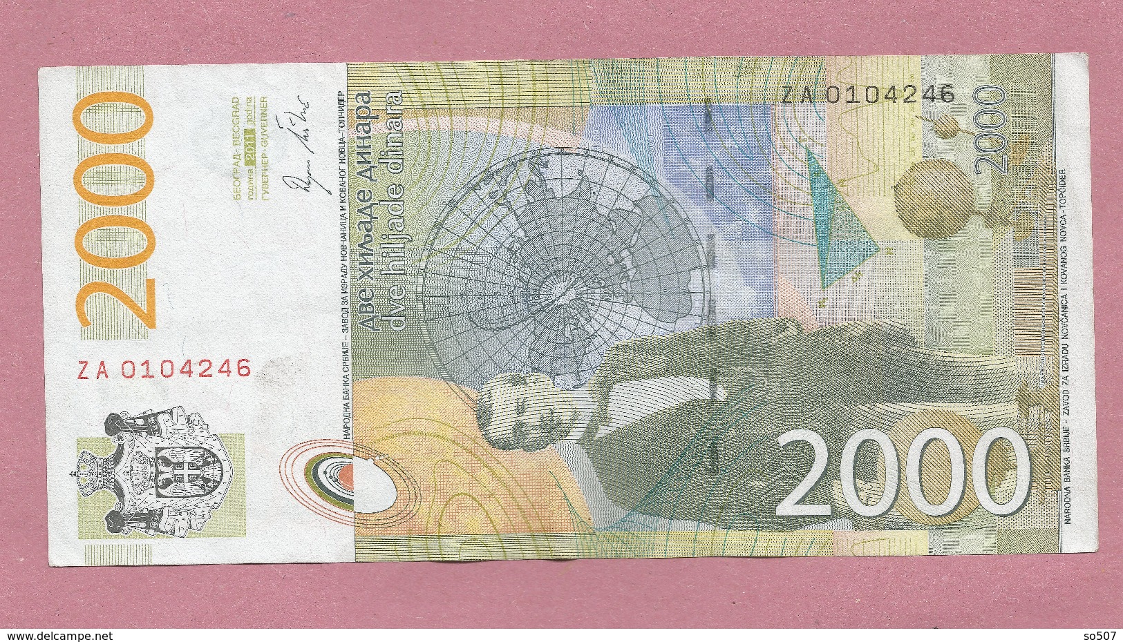 X1- 2000 Dinara 2011. Serbia- Two Thousand Dinars , Milan Milutinovic, Circulated Banknote, Replacement Series ZA - Serbia