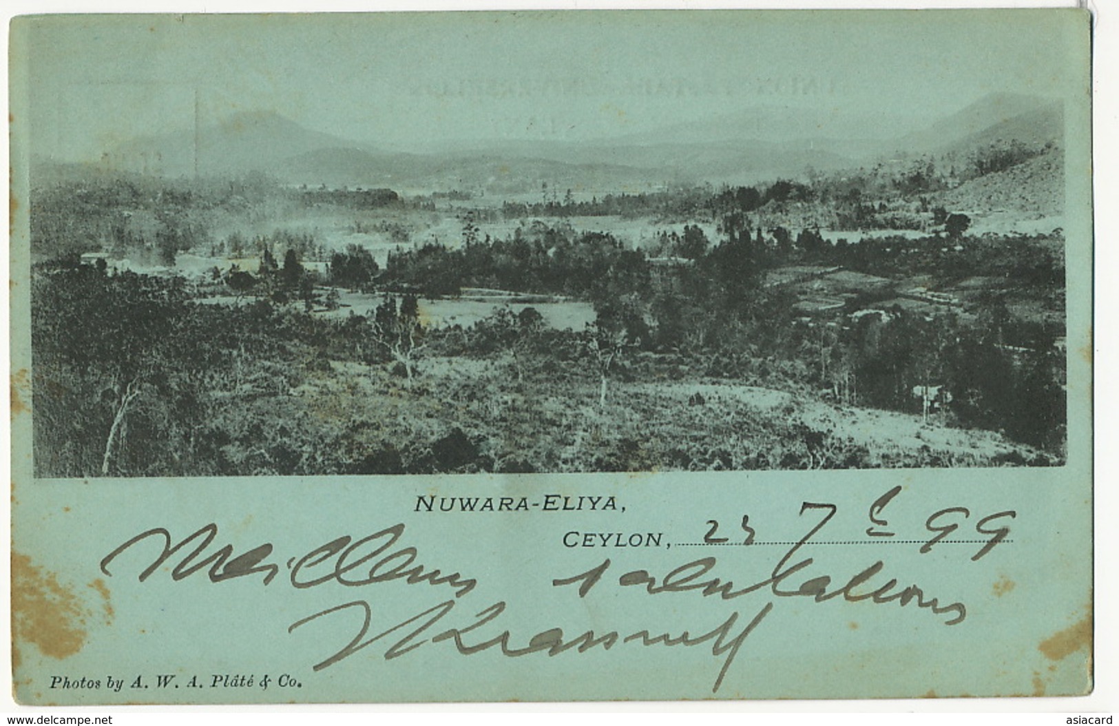 Nuwera Eliya Ceylon Edit Platé P. Used Stamped In 1899 - Sri Lanka (Ceylon)