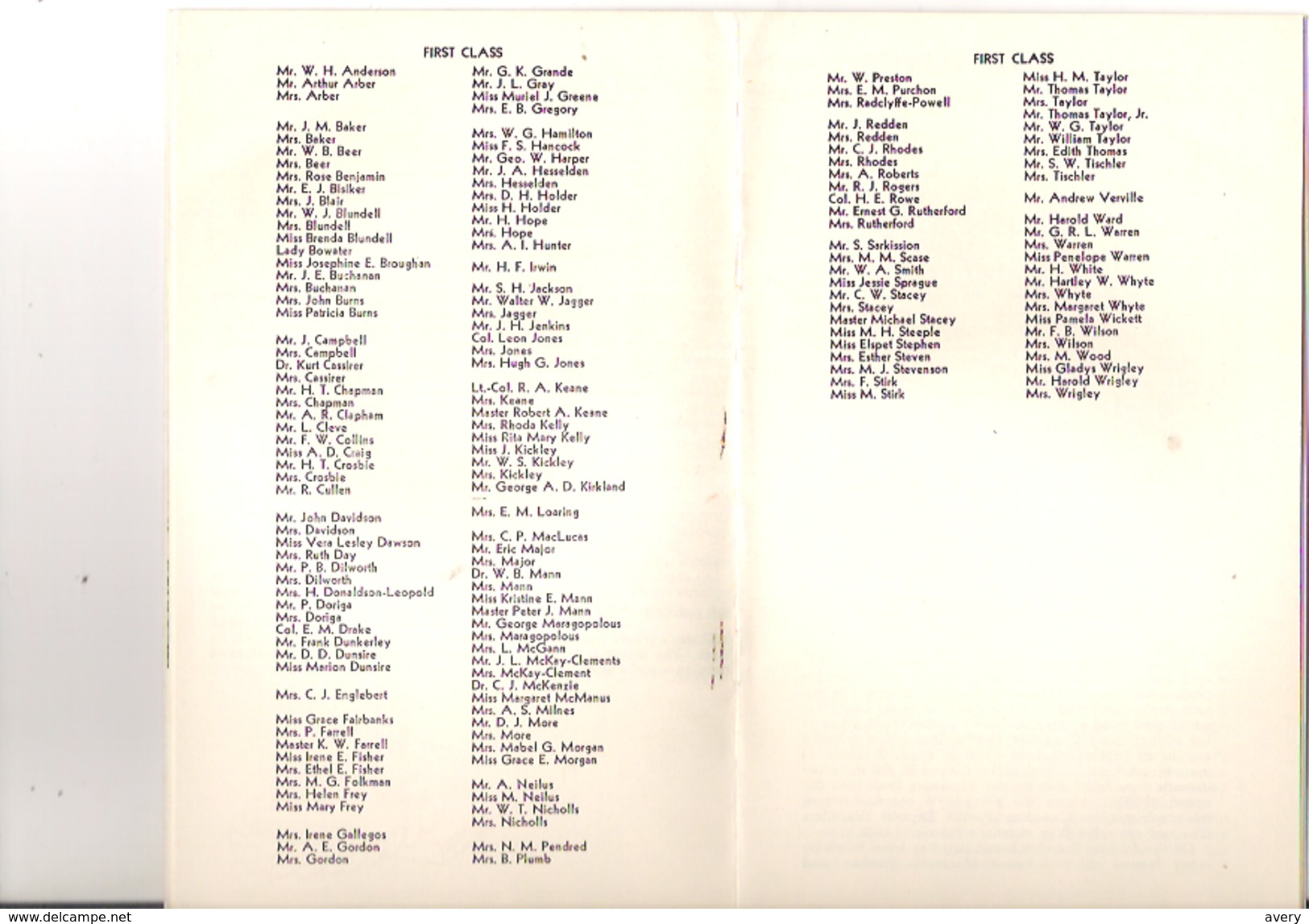 Canadian Pacific Passenger List Empress Of France From Montreal To Liverpool, England - Welt