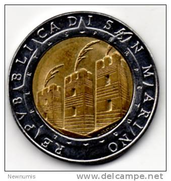 SAN MARINO 500 LIRE 1992 BIMETALLICA - Saint-Marin