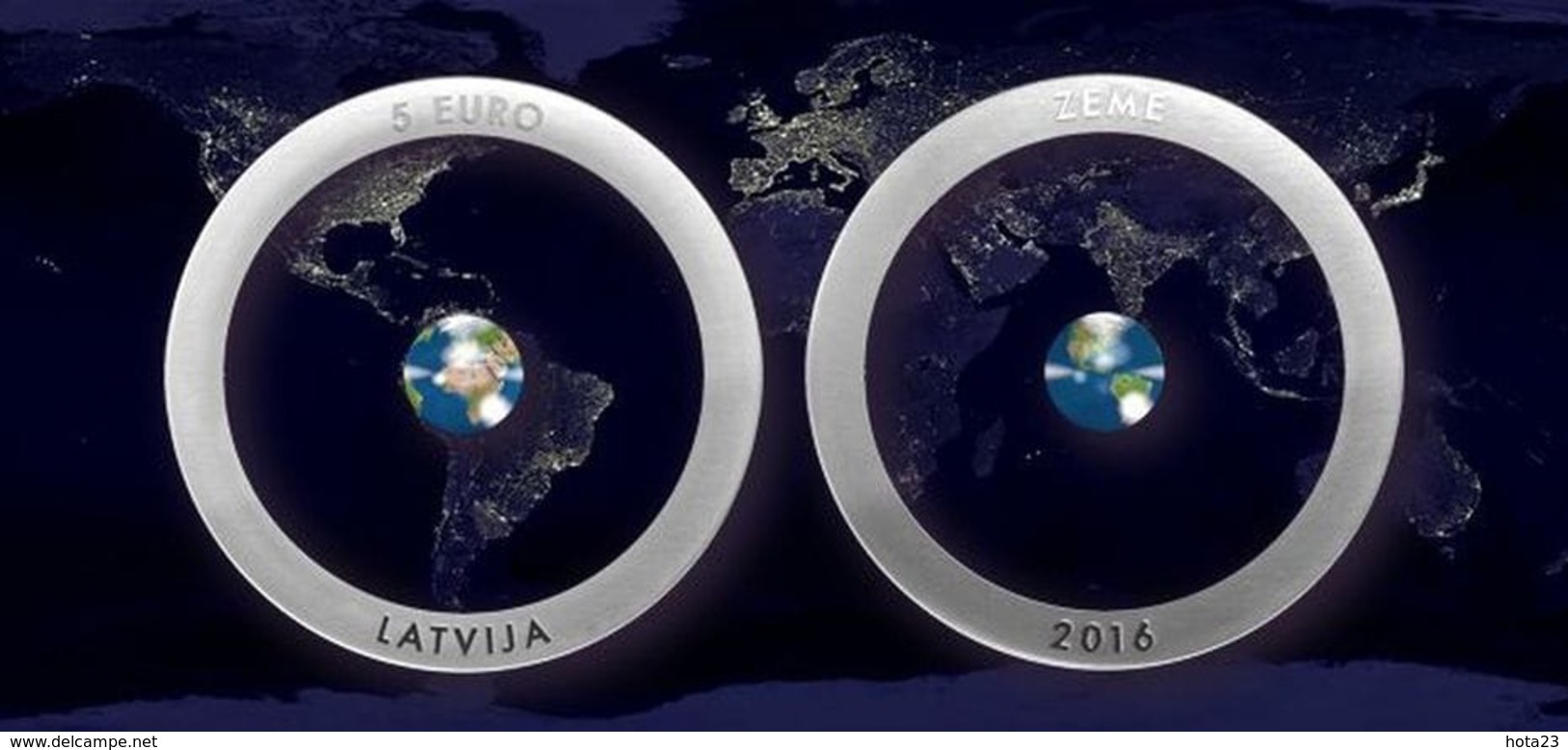 2016  Latvia Innovative Silver And Perlukor 5 Euro Coin EARTH, Innovativen Münzen Erde - Letonia