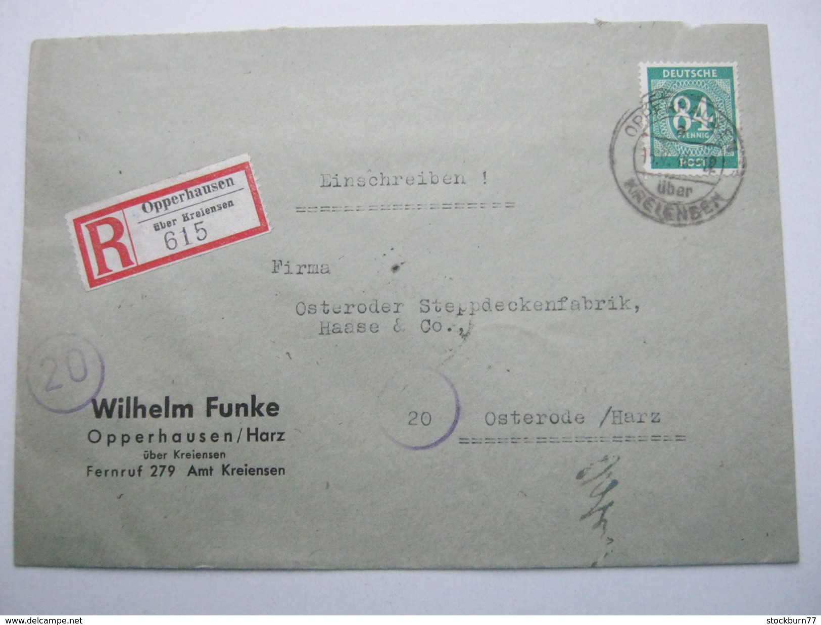 1946 , OPPERHAUSEN über Kreiensen , Einschreiben Mit Ankunftstempel - Sonstige & Ohne Zuordnung