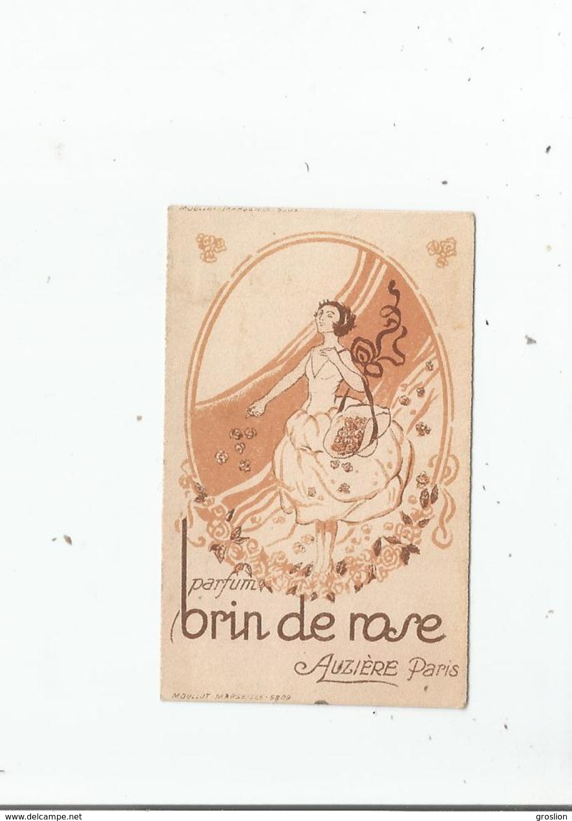 CARTE PARFUMEE ANCIENNE PARFUM BRIN DE ROSE D'AUZIERE PARIS 5809 - Vintage (until 1960)