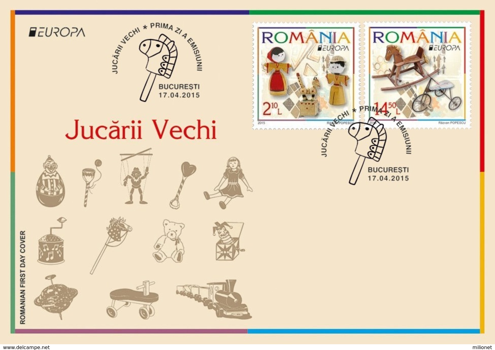 SALE!!! RUMANIA ROMANIA RUMANIE RUMÄNIEN 2015 EUROPA CEPT OLD TOYS - FDC First Day Cover - 2015