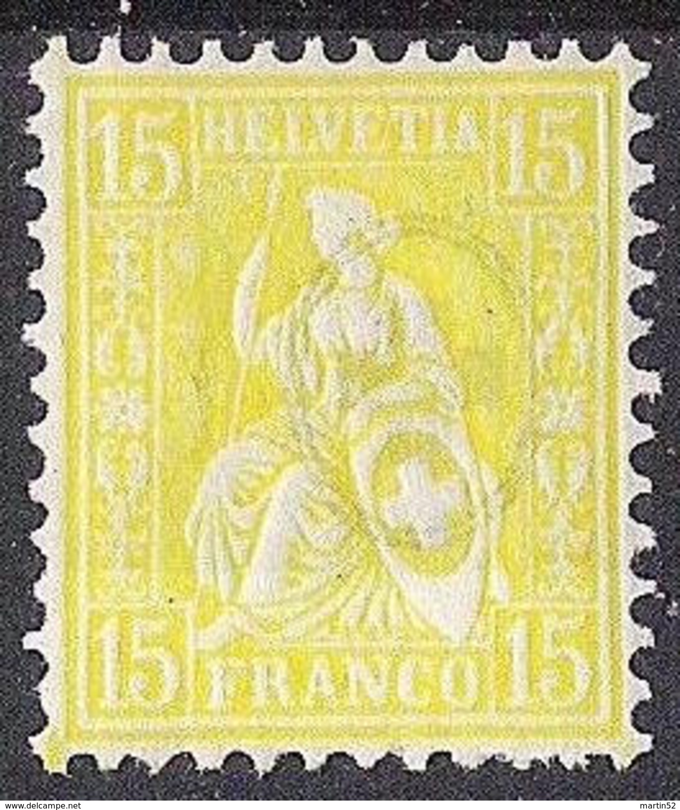 Helvetia 1867: Zu 39 Mi 31 Yv 44 - 15c Gelb * Mit Falz MLH (Zumstein CHF 4.00 Für *) - Neufs