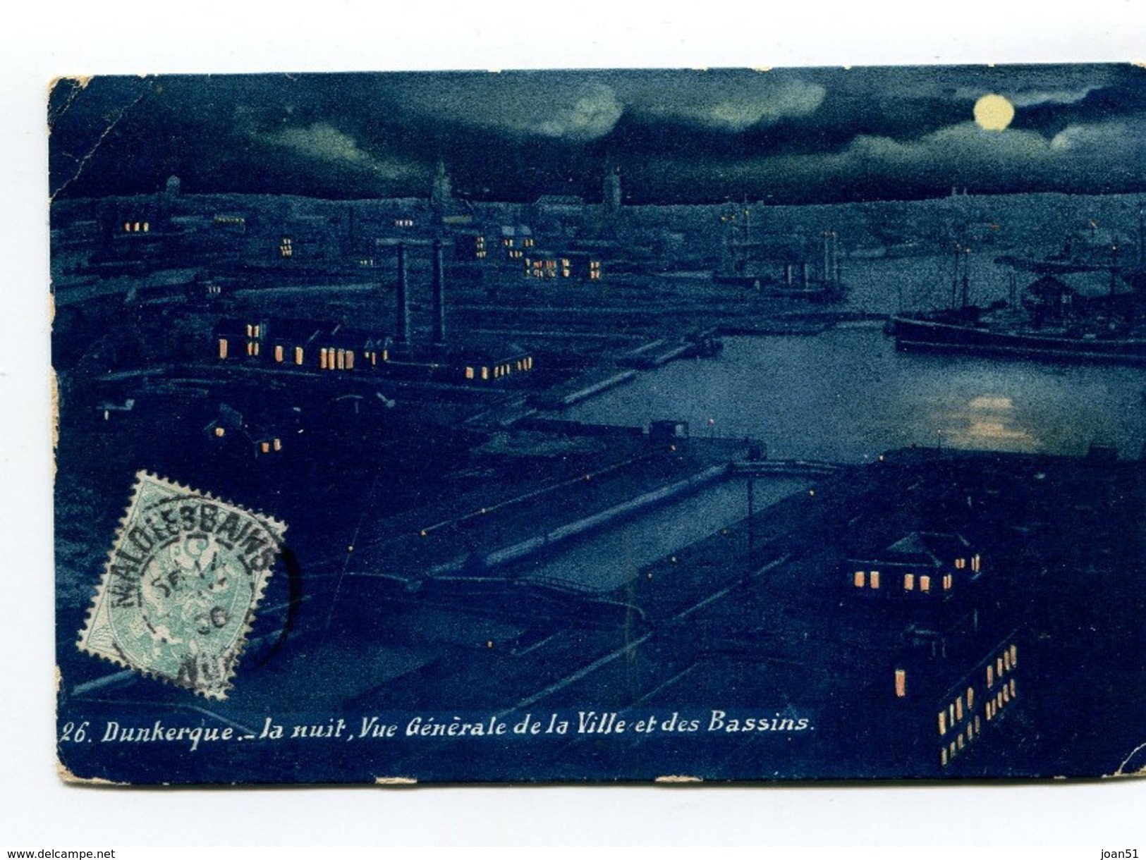 CP 29  DUNKERQUE  LA NUIT VUE GENERALE DE LA VILLE ET DES BASSINS  1906 - Dunkerque