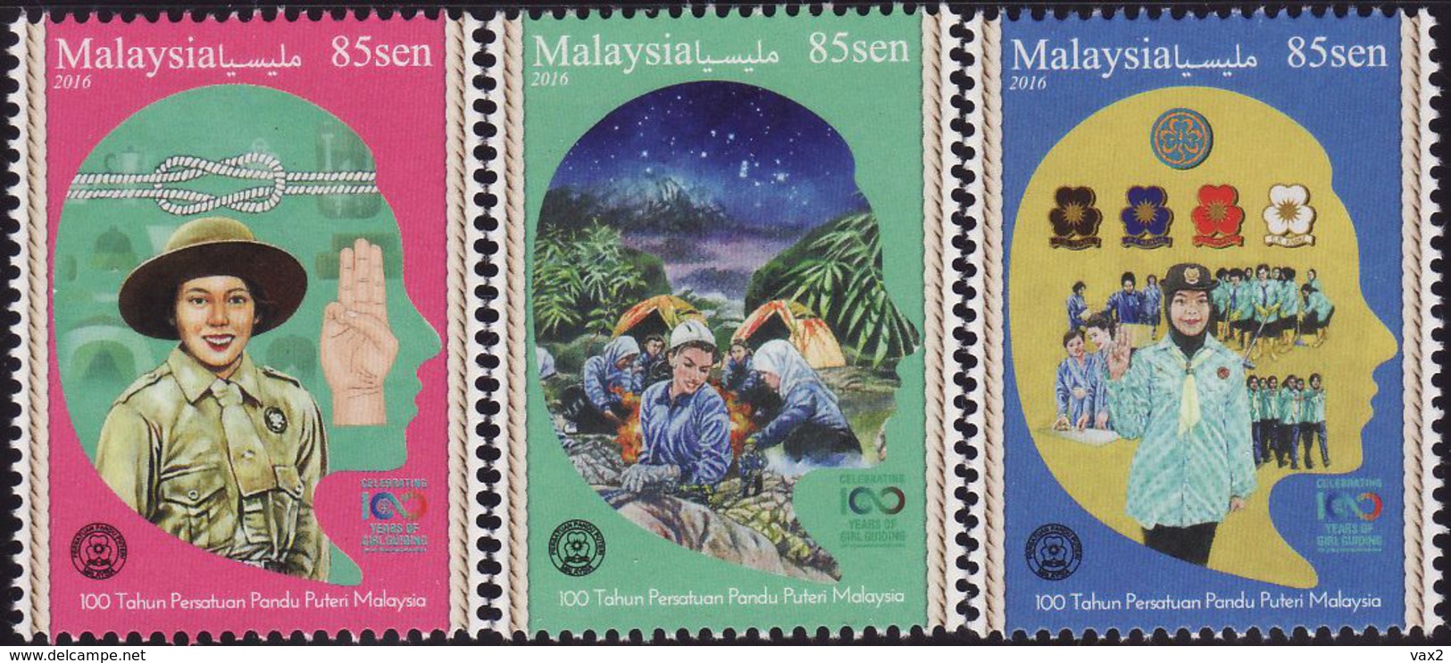 Malaysia 2016 S#1639-1641 100th Anniversary Of Girl Guides Association MNH Scout - Malasia (1964-...)