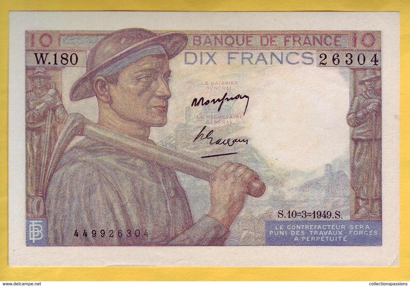 BILLET FRANCAIS - 10 Francs Mineur 10.3.1949 SUP+ - 10 F 1941-1949 ''Mineur''