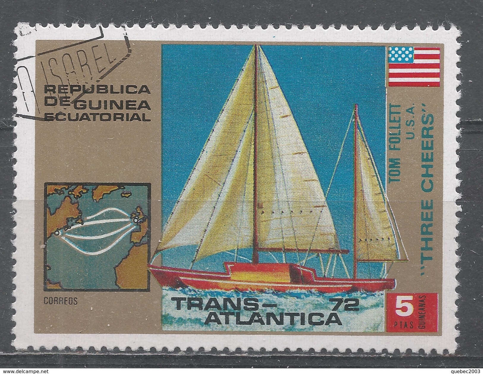 Equatorial Guinea 1973. Scott #7304 (U) Tom Follett (USA) And ''Three Cheers'' - Guinée Equatoriale