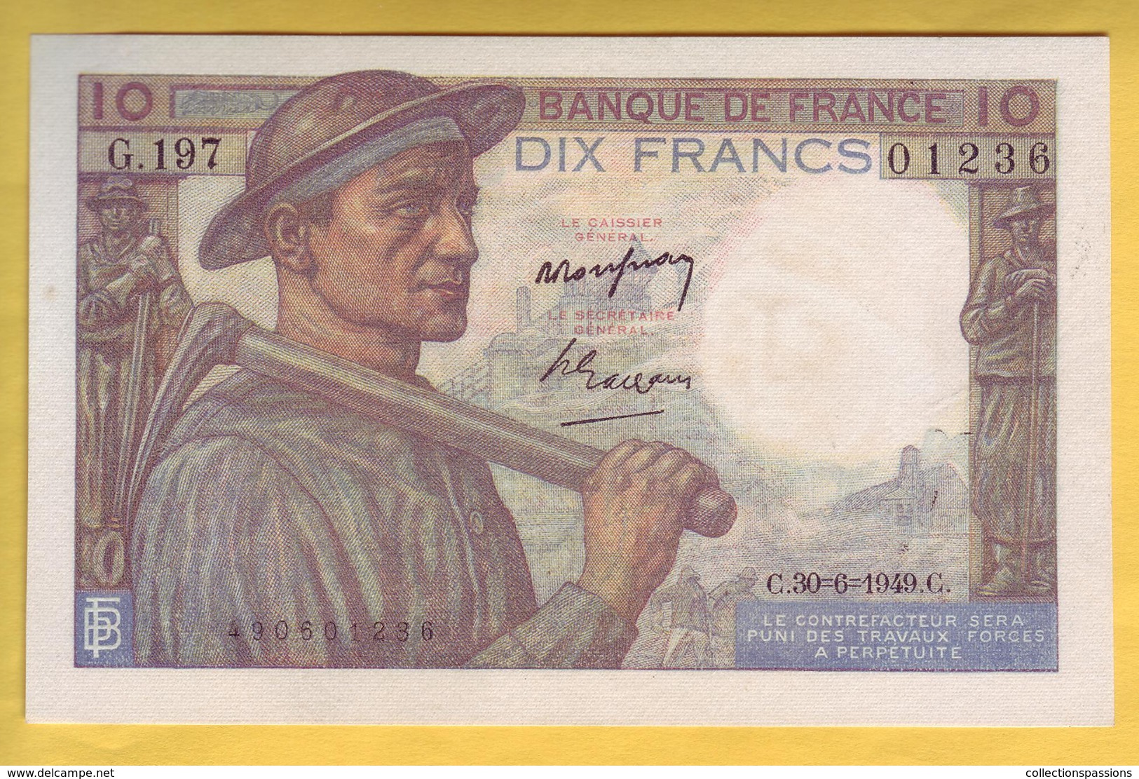 BILLET FRANCAIS - 10 Francs Mineur 30.6.1949 SUP - 10 F 1941-1949 ''Mineur''