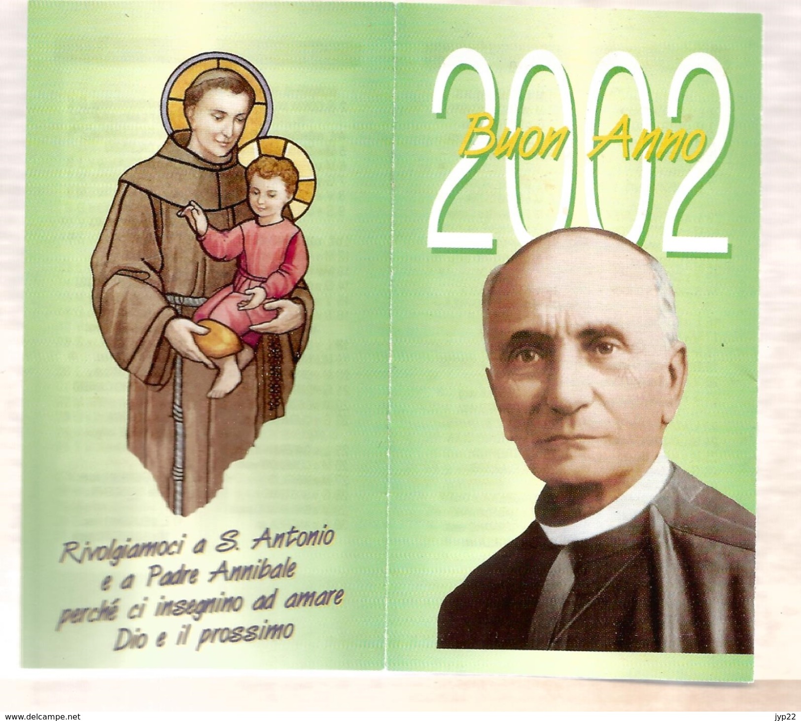 Calendrier 4 Volets 2002 Italien Buon Anno - Prêtre Curé Religion Saint S. Antonio E A Padre Annibale ... - Tamaño Pequeño : 2001-...