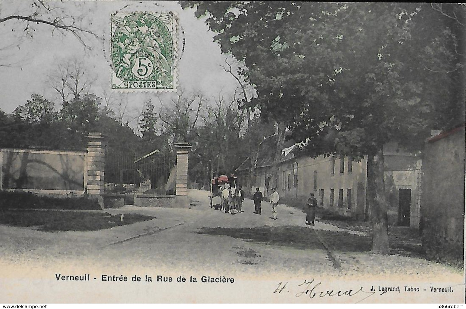 CARTE POSTALE ORIGINALE ANCIENNE COULEUR : VERNEUIL SUR SEINE ; ENTREE DE LA RUE DE LA GLACIERE ; ANIMEE : YVELINES (78) - Verneuil Sur Seine