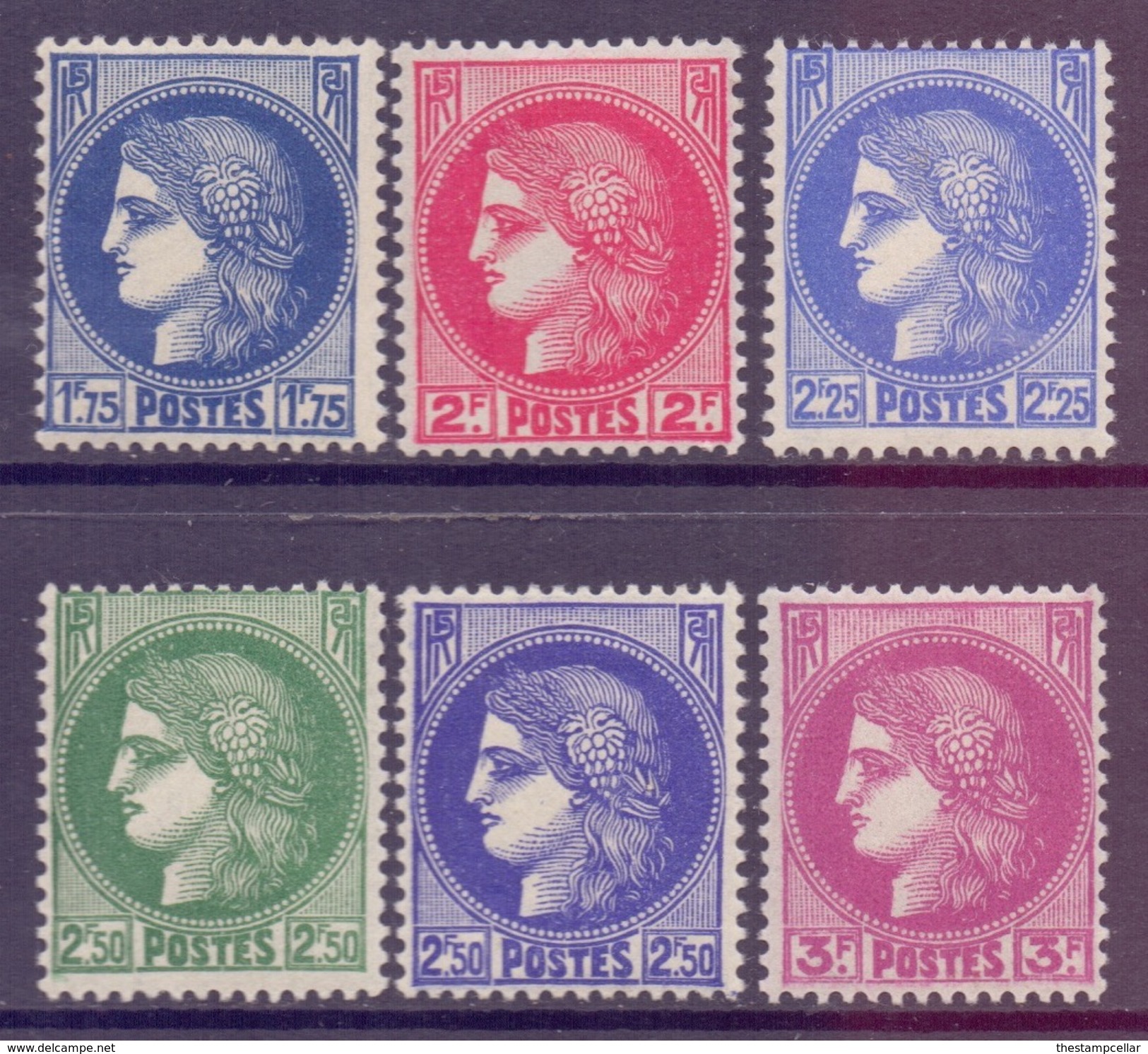 France SG591/591e - YT 372/376, 1938 Ceres Set MH* - Unused Stamps