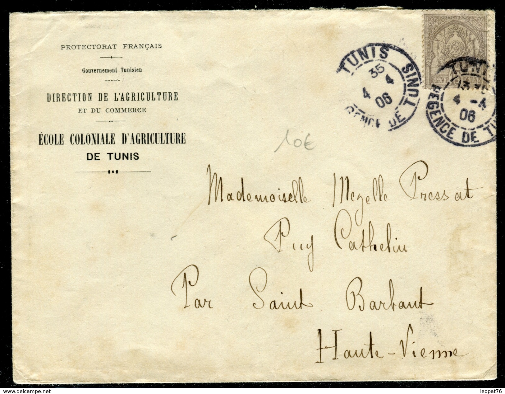 France / Tunisie - Enveloppe De Tunis Pour La France En 1906   Réf D165 - Brieven En Documenten