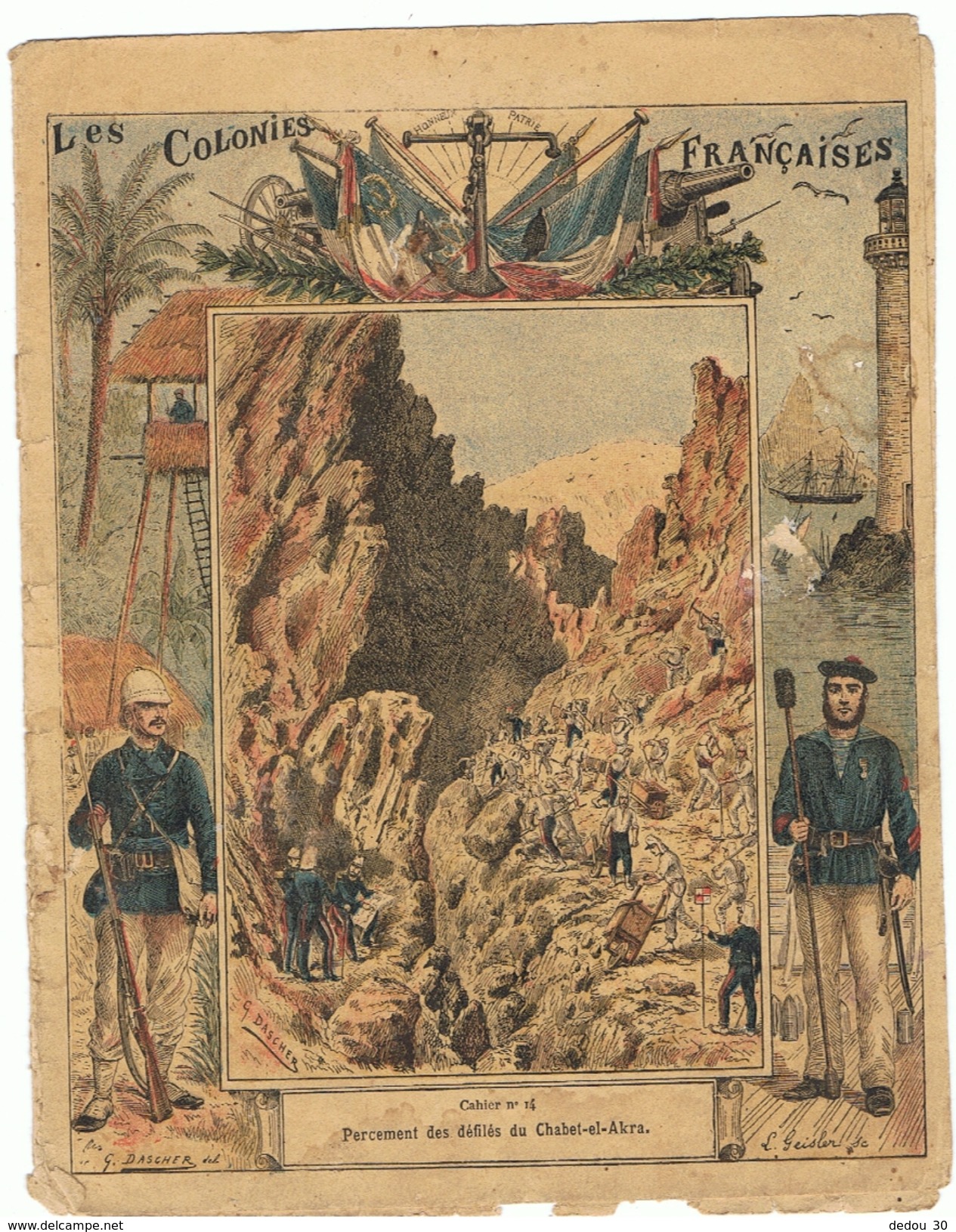 Couverture De  Cahier 19° Siècle - Colonies Françaises - Illustration Algérie - Défilés De Chabet El Akra N° 14 - Animales