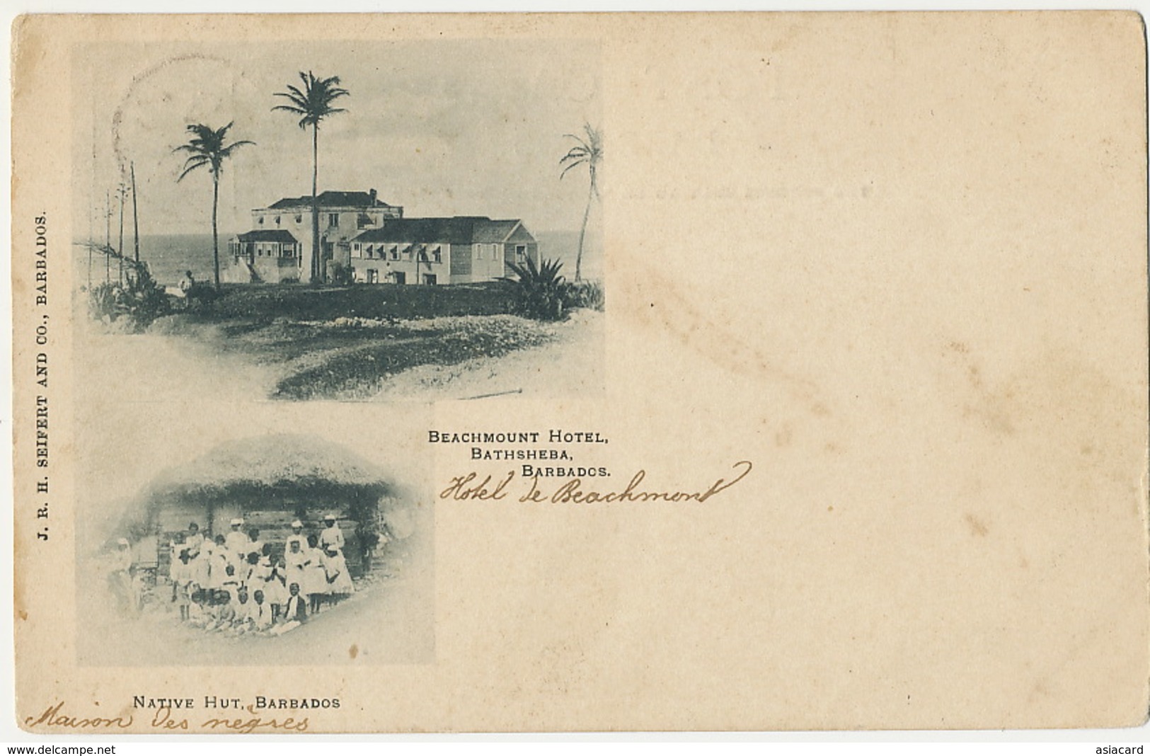 Barbados Beachmount Hotel Bathsheba And Native Huts ( Texte Maison Des Nègres ) Rich And Poor Racism 1902 - Barbados