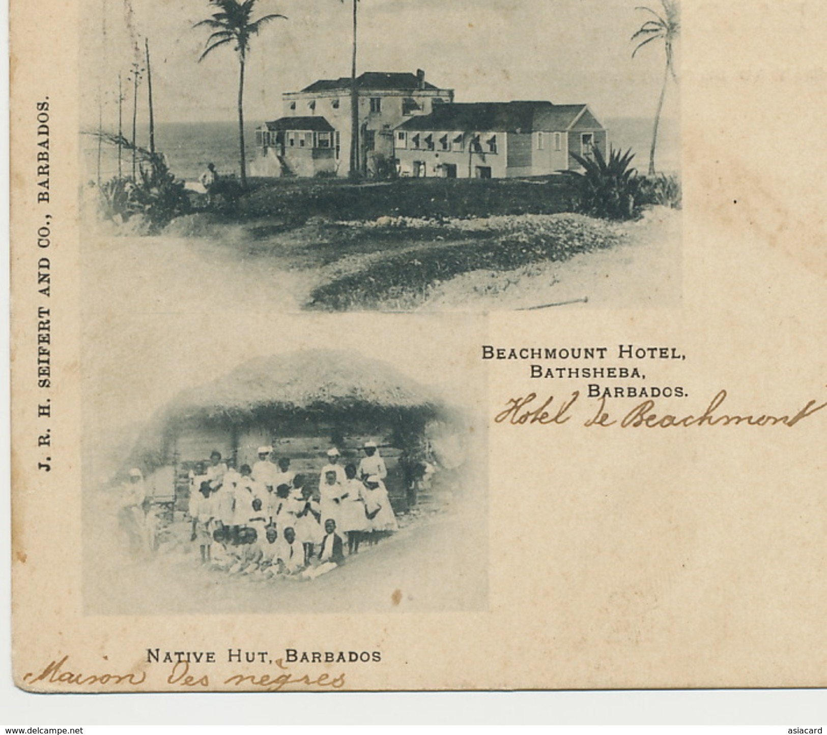 Barbados Beachmount Hotel Bathsheba And Native Huts ( Texte Maison Des Nègres ) Rich And Poor Racism 1902 - Barbados