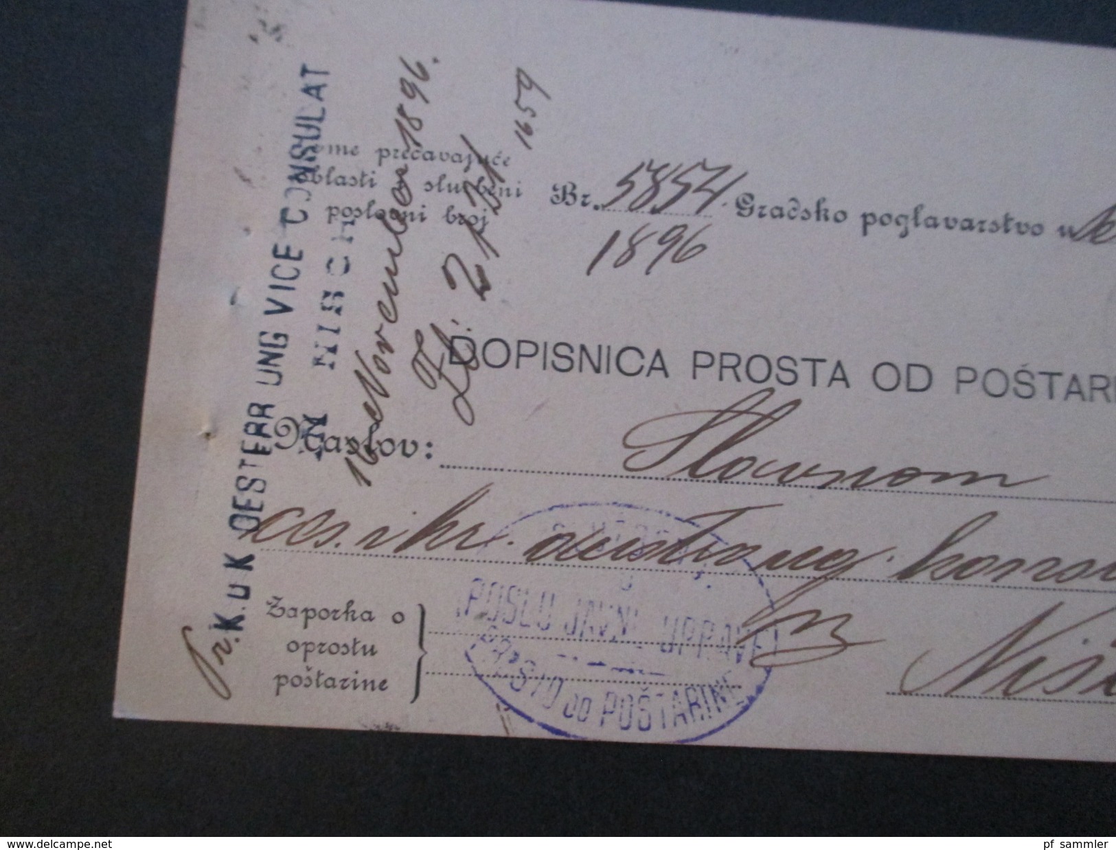 Österreich / Serbien 1913 K.u.K. Oesterr Vice Consulat In Nisch / Nis. Interessante Karte!! - Briefe U. Dokumente