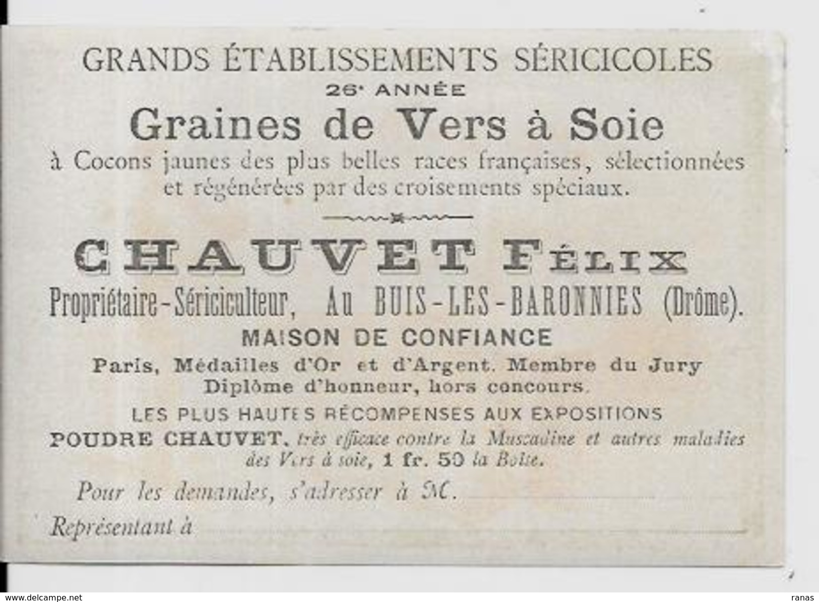 Chromo La Boxe Publicitaire Vers à Soie Buis Les Baronnies Drôme Sériculture 11, 3 X 7,6 - Altri & Non Classificati