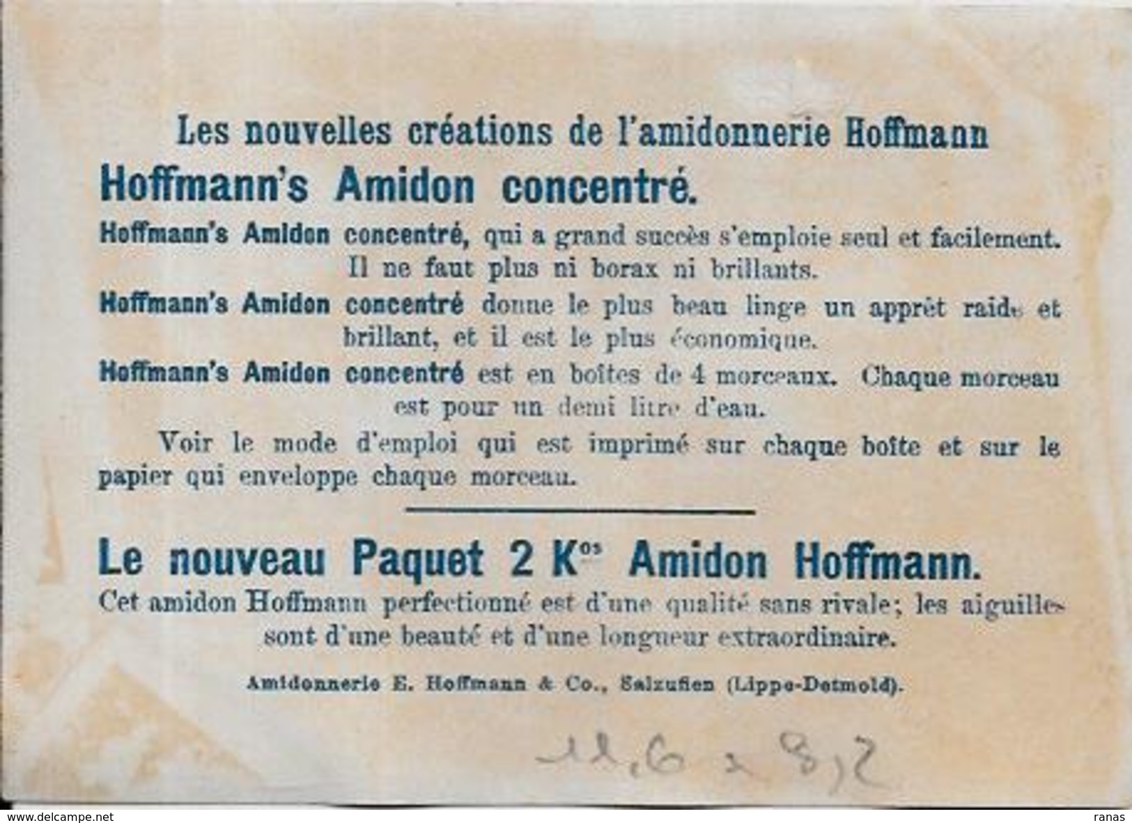Chromo Repassage Fer à Repasser Ironing Publicité Amidon Hoffmann 11, 3 X 8,2 - Autres & Non Classés
