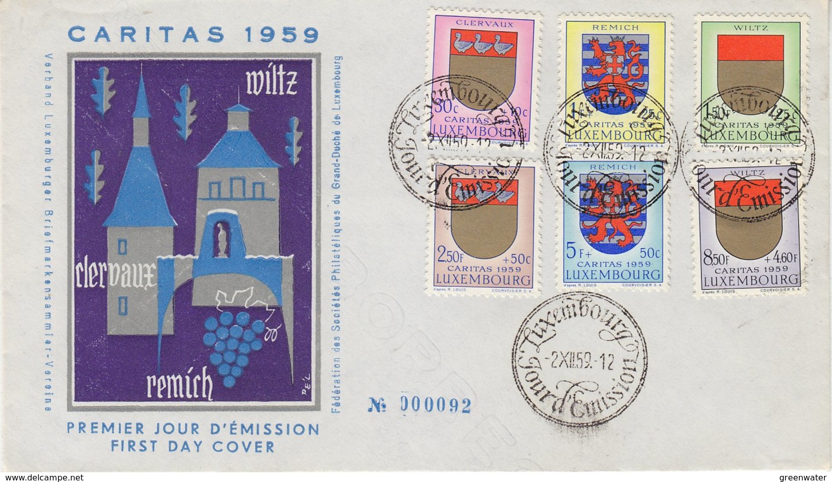 Luxemburg 1959 Caritas / Arms 6v FDC (34209D) - FDC