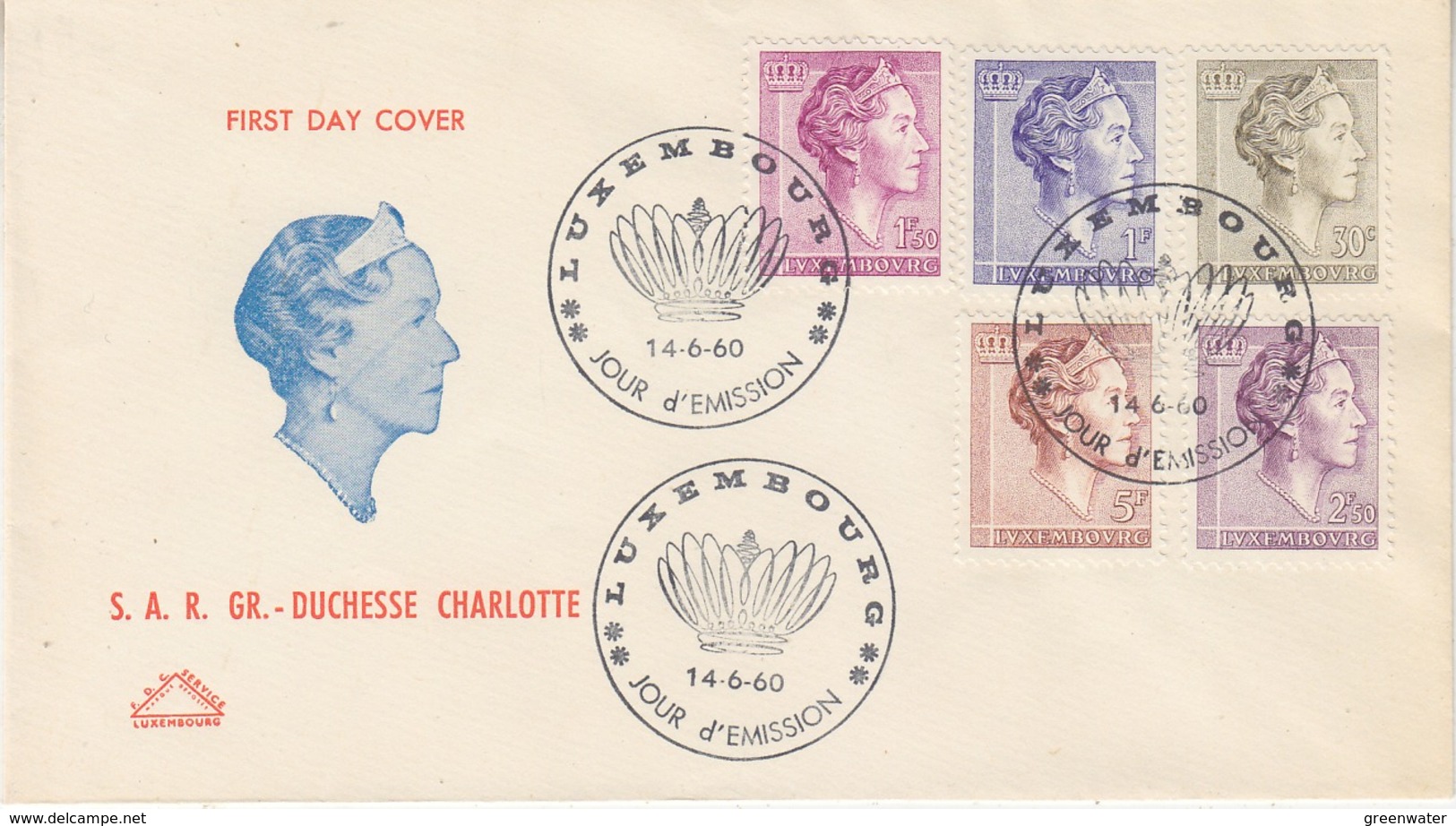 Luxemburg 1960 Definitives /  S.A.R. Grand-Duchesse Charlotte 5v FDC (34209F) - FDC