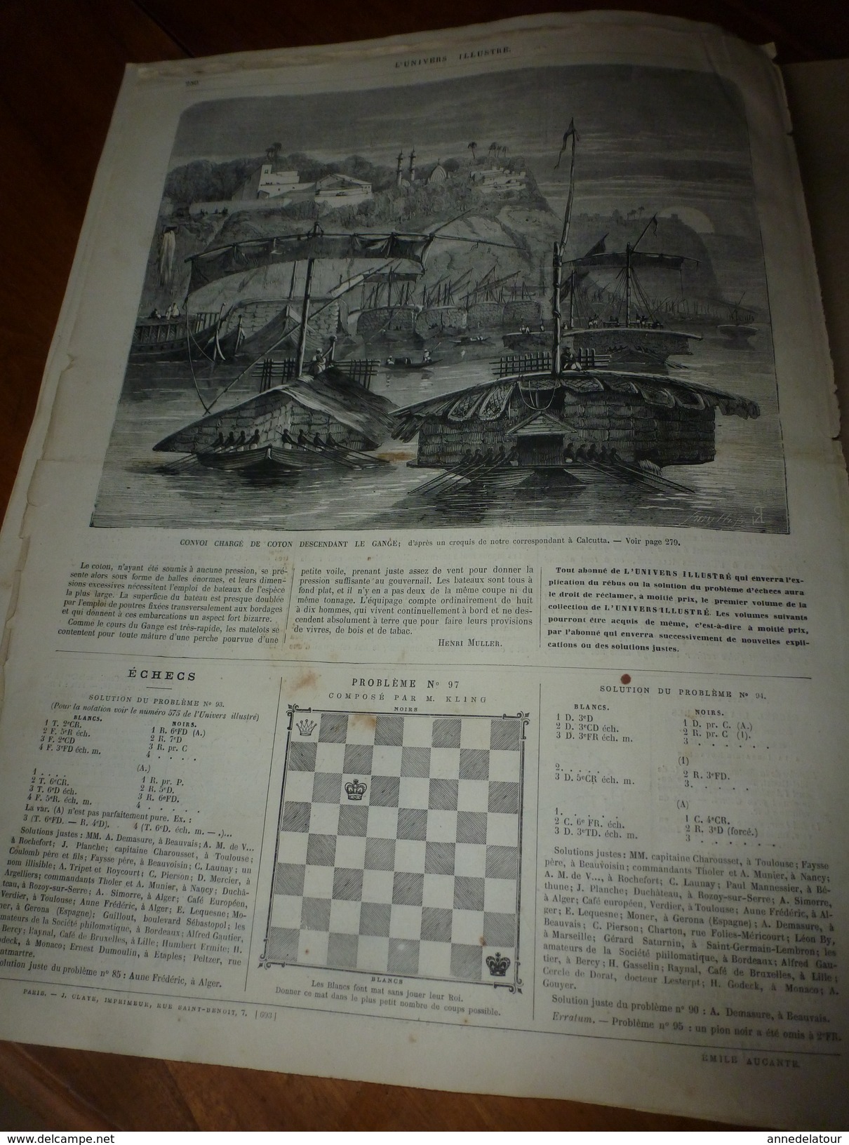 1868 :Antalo, Schelikut (Abyssinie); Constance; Vaal-River (Afrique du Sud);Transport du coton sur le Gange (Inde); etc