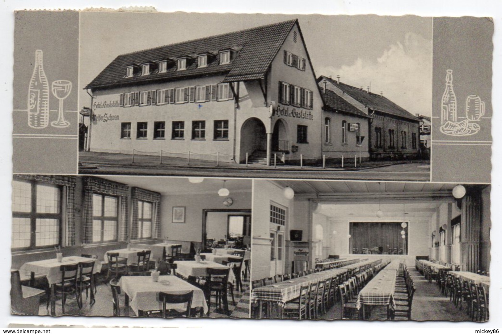 Allemagne--DARMSTADT-ARHEILGEN--Hotel Und Gatsttatte " Weiser Schwan", Cpsm 14 X 9 éd Wilheim Gerling-carte Publicitaire - Darmstadt